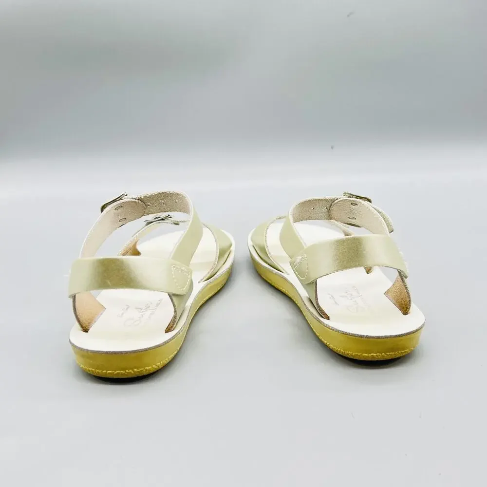 Sun San Sandals Girls 13 Gold Leather Surfer Buckle Strappy Summer Shoes Casual